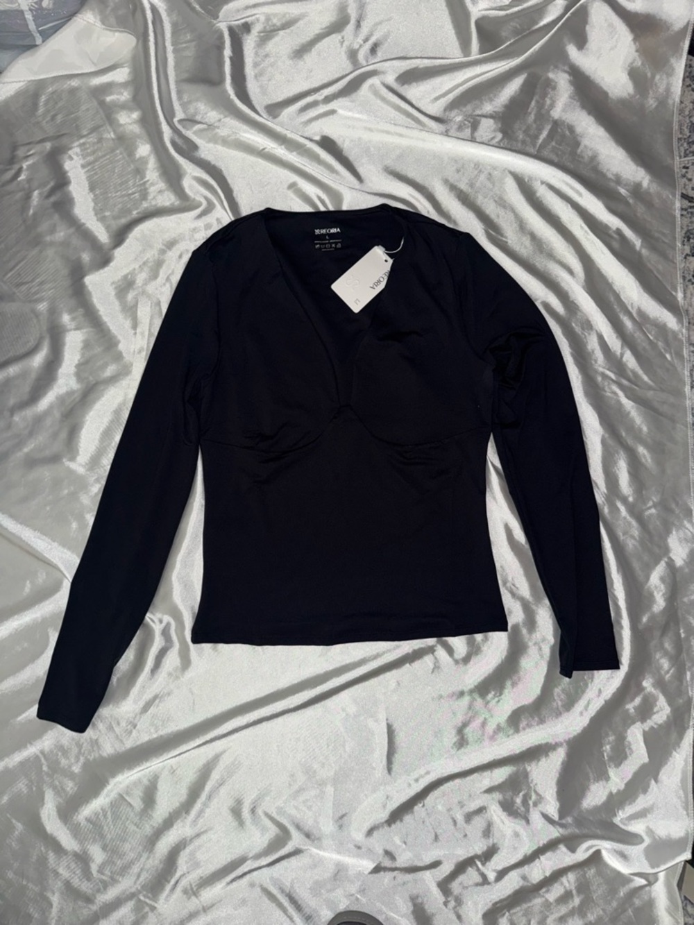 Black Long-Sleeve V-Neck Top